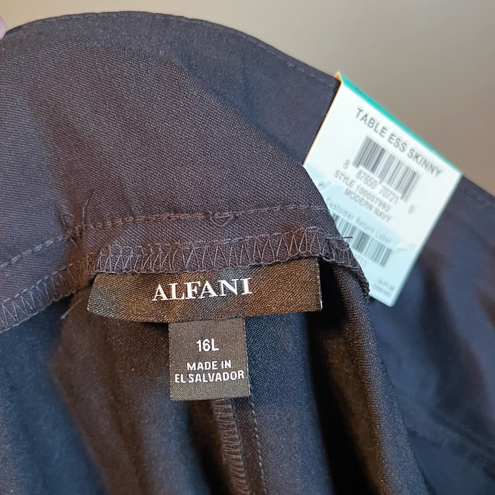 NWT Alfani Sz 16 Long Women’s Navy Blue Tummy Control Trouser Pants Ret $49! - Picture 11 of 13